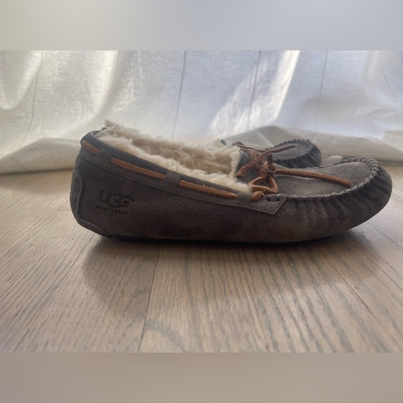 UGG Dakota Shearling Wool Moccasin Slippers Cozy Pewter Gray Size 7 - Picture 6 of 7